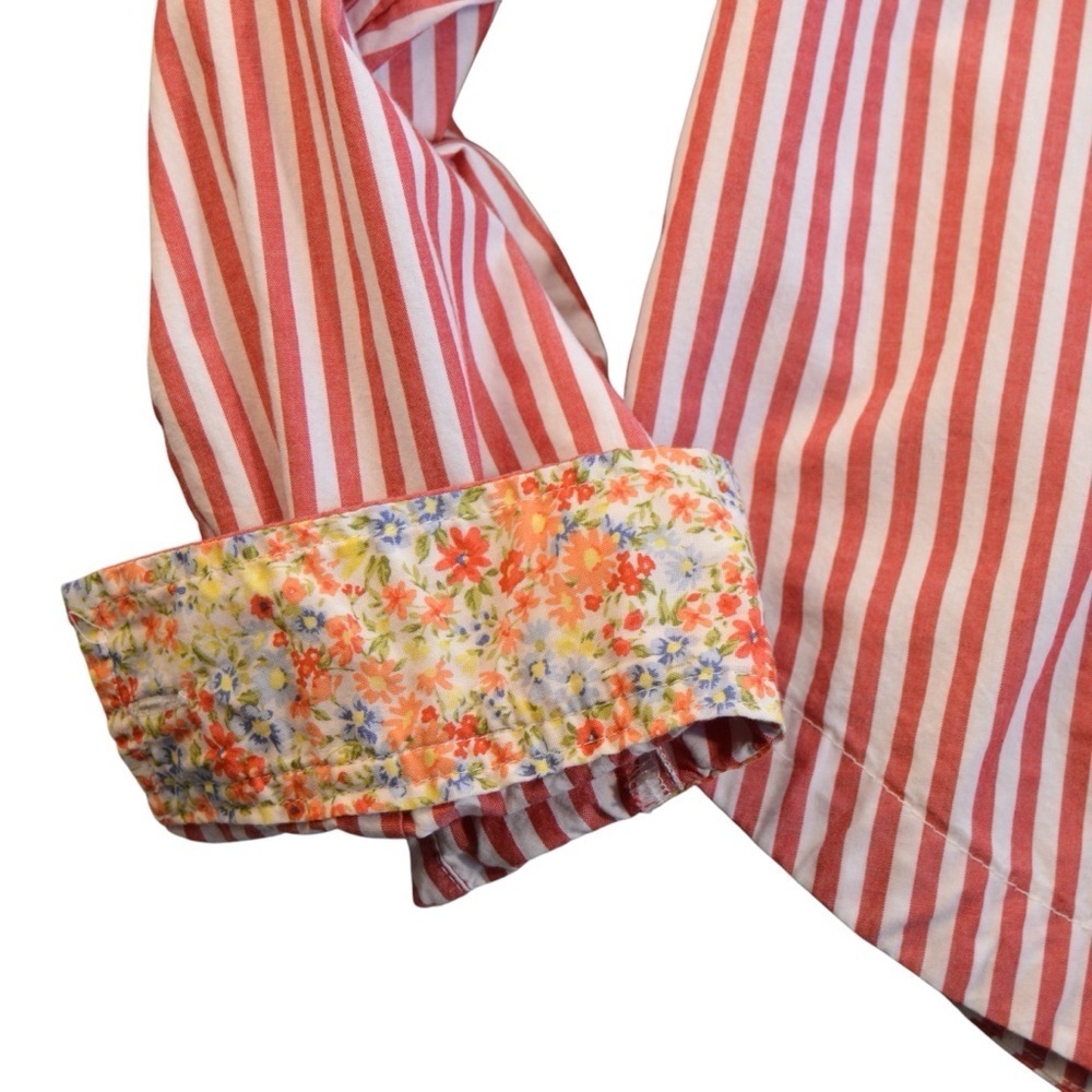 American Eagle Red & White‎ Pinstriped Cropped Button Down Blouse, Small - Picture 4 of 11